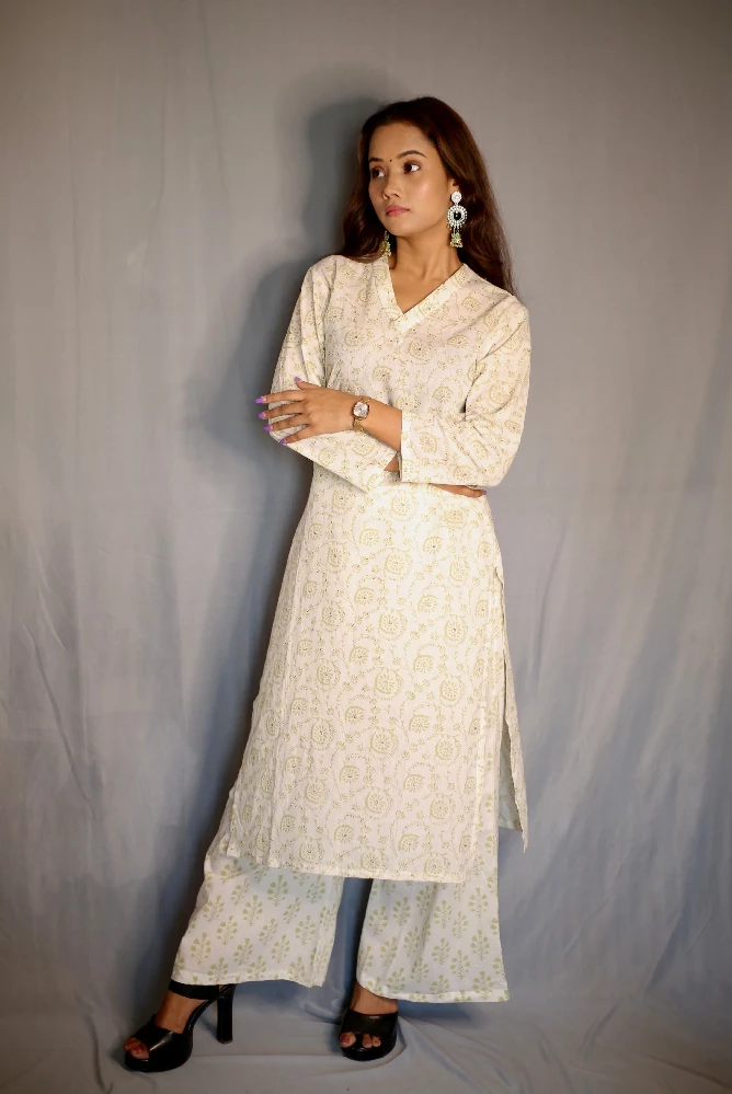 White Sanagneri Designed Kurti Palazzo Set-2.webp